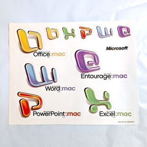 Vintage Microsoft Office V.x Mac Stickers 2001 Y2K Retro Collectible Computer